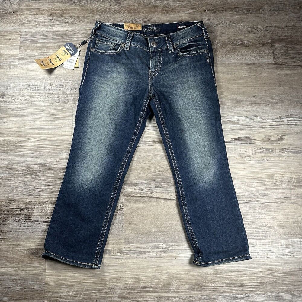 New Silver Jeans Co. Jeans Suki Mid Capri 32x22.5 Super Stretch Ladies Blue